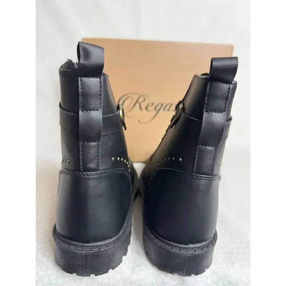 REGAZZA GIRLS BOOTS SIZE 4 LACE UP COMBAT Boots in BLACK